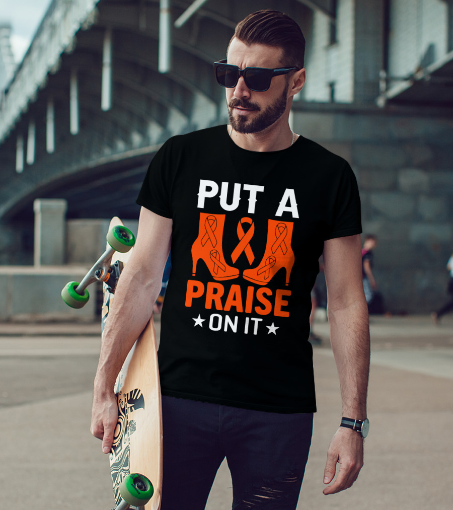 PUT A PRAISE ON IT Orange Ribbon High Heels T-Shirt