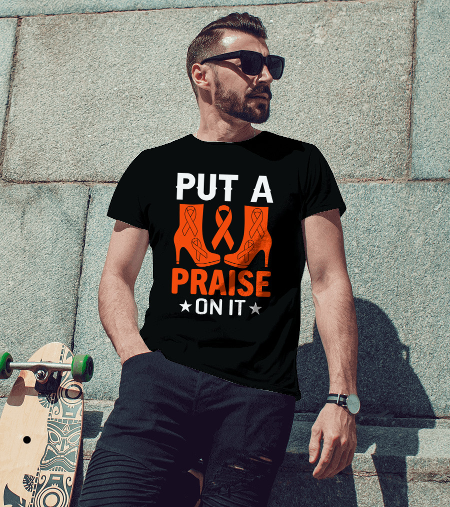 PUT A PRAISE ON IT Orange Ribbon High Heels T-Shirt