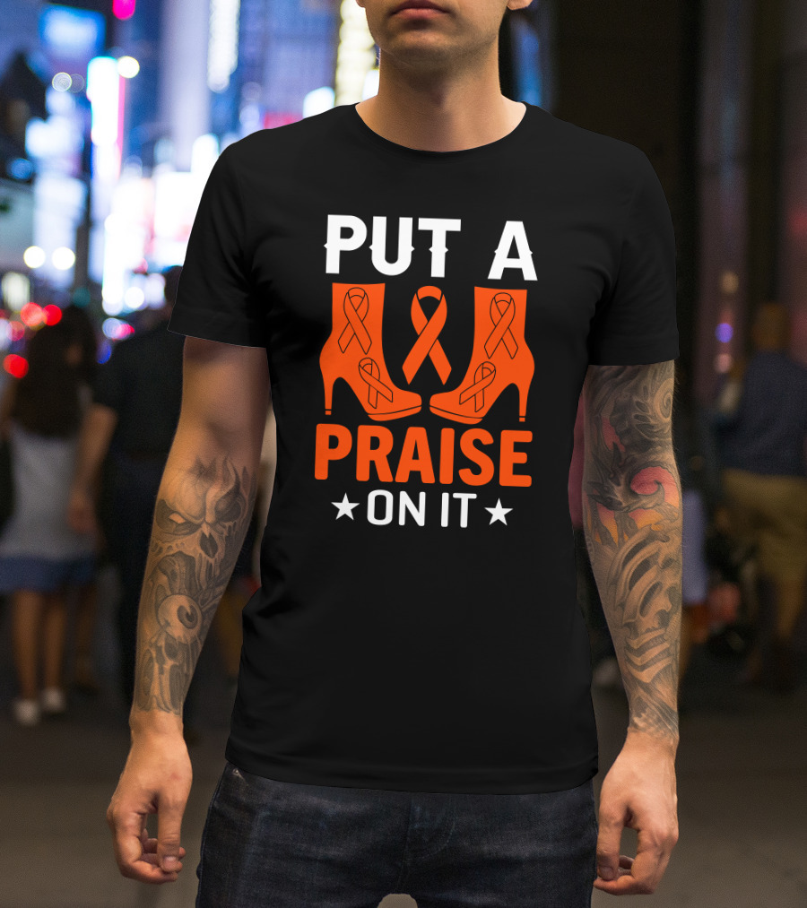 PUT A PRAISE ON IT Orange Ribbon High Heels T-Shirt