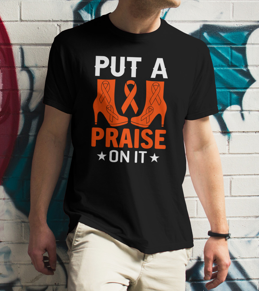 PUT A PRAISE ON IT Orange Ribbon High Heels T-Shirt