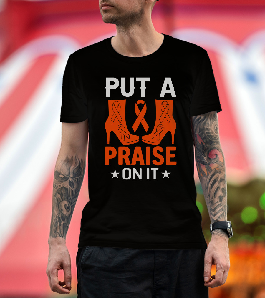 PUT A PRAISE ON IT Orange Ribbon High Heels T-Shirt