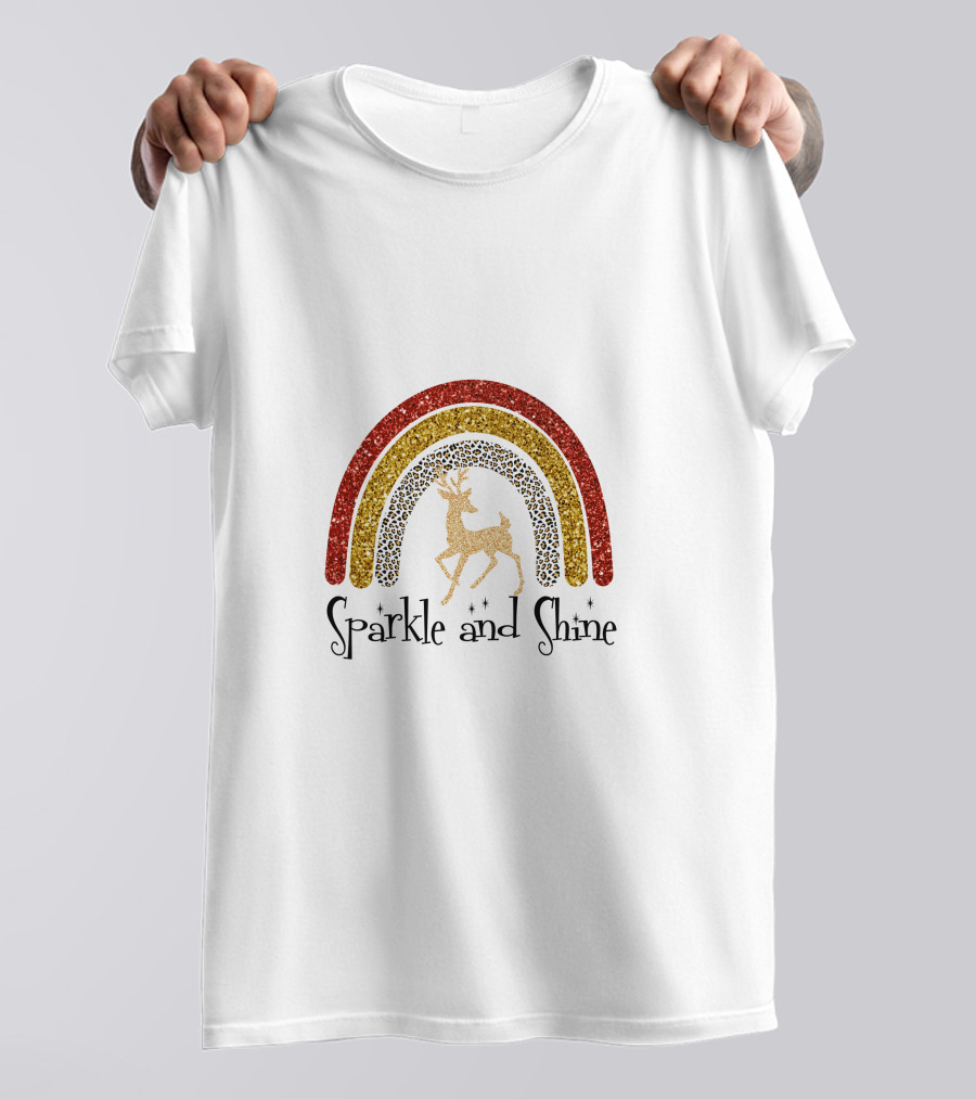 Sparkle And Shine Reindeer Rainbow T-Shirt