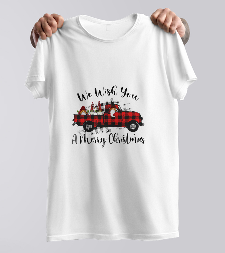 We Wish You A Merry Christmas Plaid Truck Holiday T-Shirt