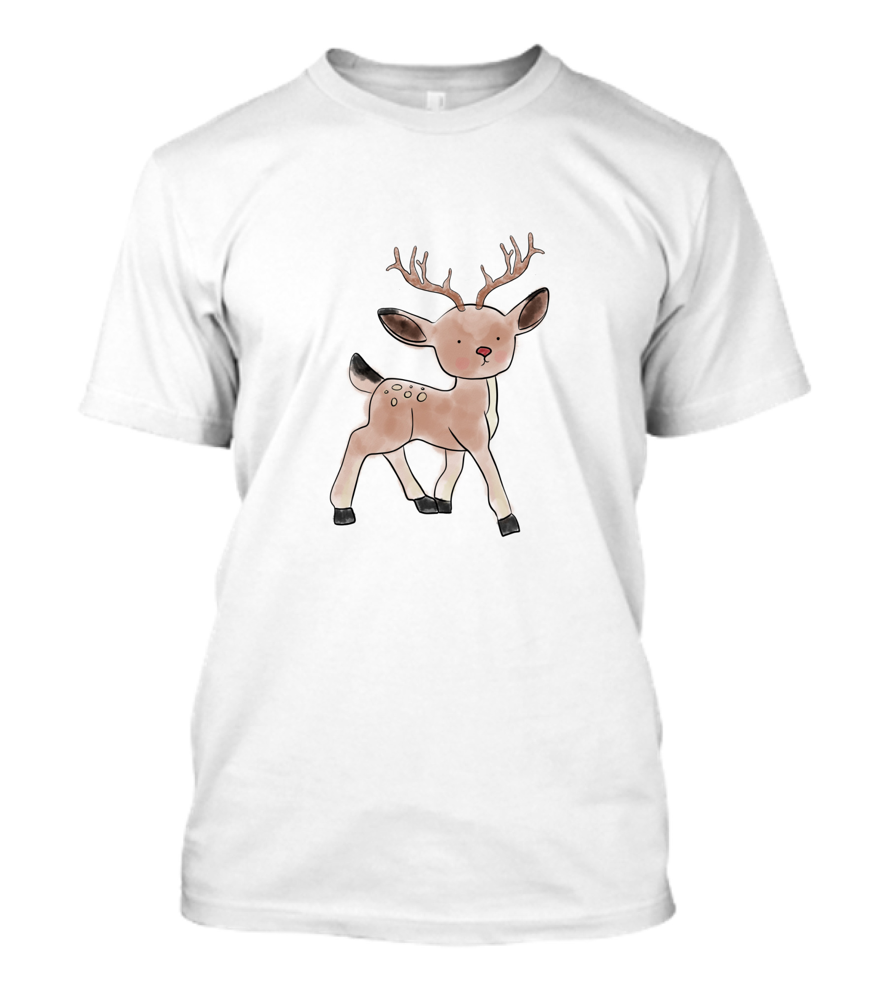 Xmas Baby Deer Sketch Antlers T-Shirt