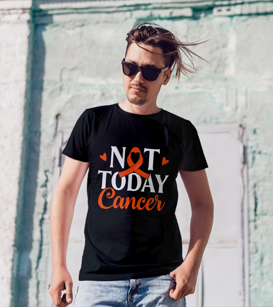 Not Today Renal Cancer Awareness Ribbon Hearts T-Shirt