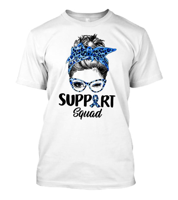 Messy Bun Support Squad Diabetes Awareness Ribbon Glasses And Bandana T-Shirt