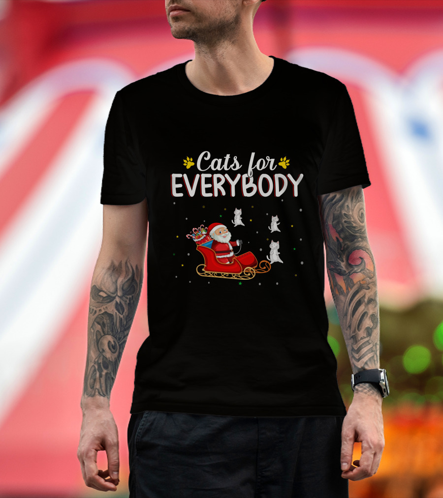 Cats For Everybody Santa Sleigh With Christmas Kittens T-Shirt