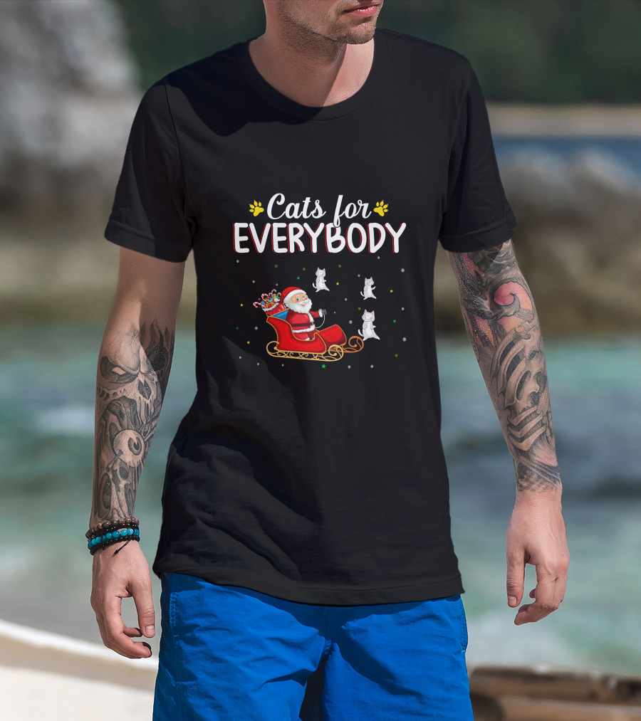 Cats For Everybody Santa Sleigh With Christmas Kittens T-Shirt