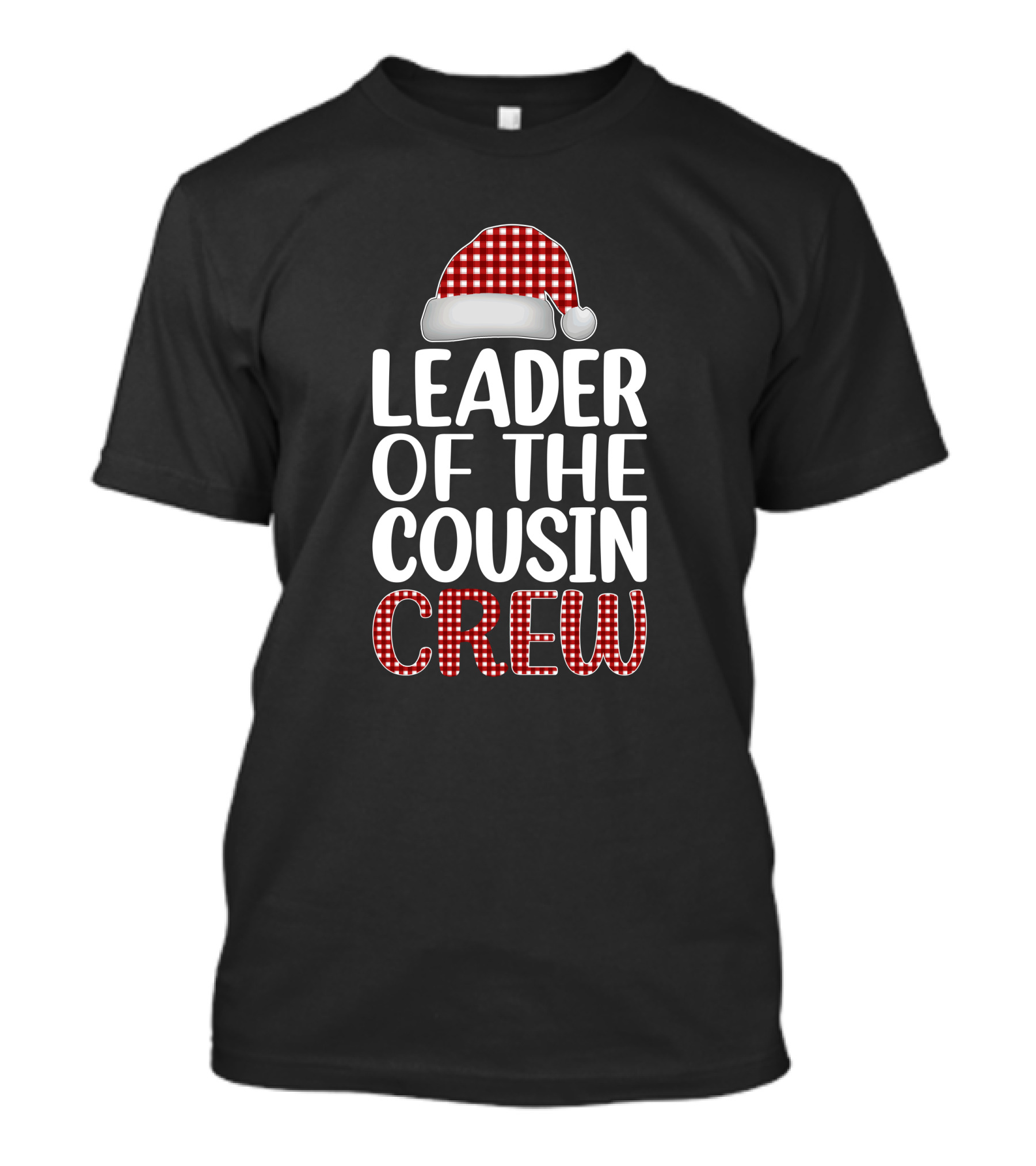 Leader Of The Cousin Crew Christmas Santa Hat Plaid T-Shirt