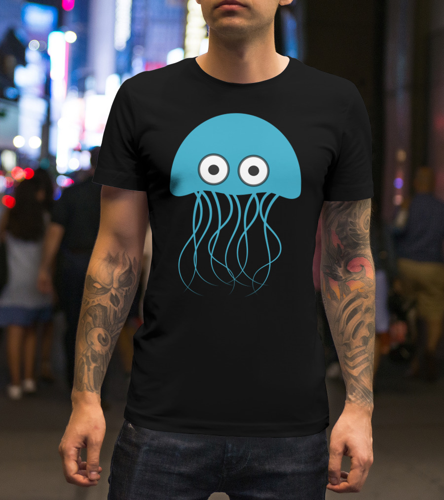 Cartoon Jellyfish Blue Eyes T-Shirt