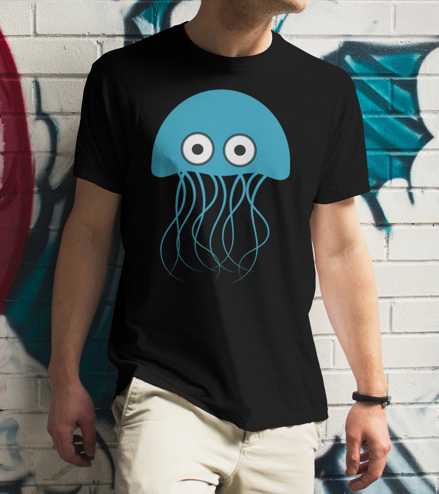 Cartoon Jellyfish Blue Eyes T-Shirt