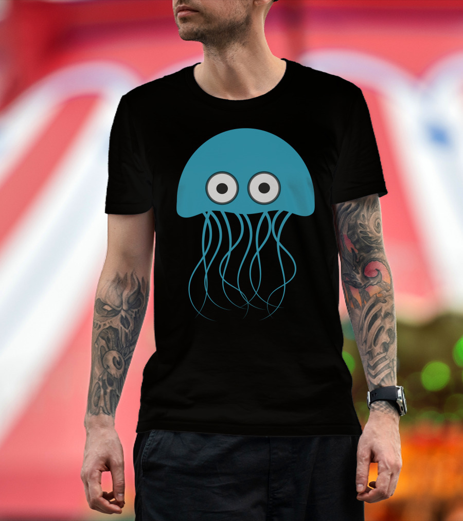 Cartoon Jellyfish Blue Eyes T-Shirt