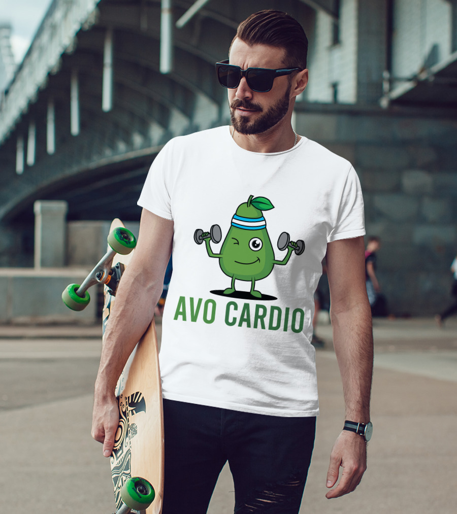 Avo Cardio Winking Avocado Dumbbell Workout T-Shirt
