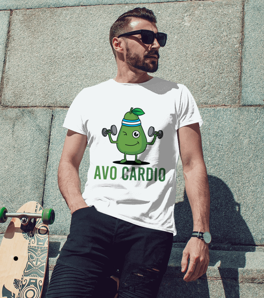 Avo Cardio Winking Avocado Dumbbell Workout T-Shirt