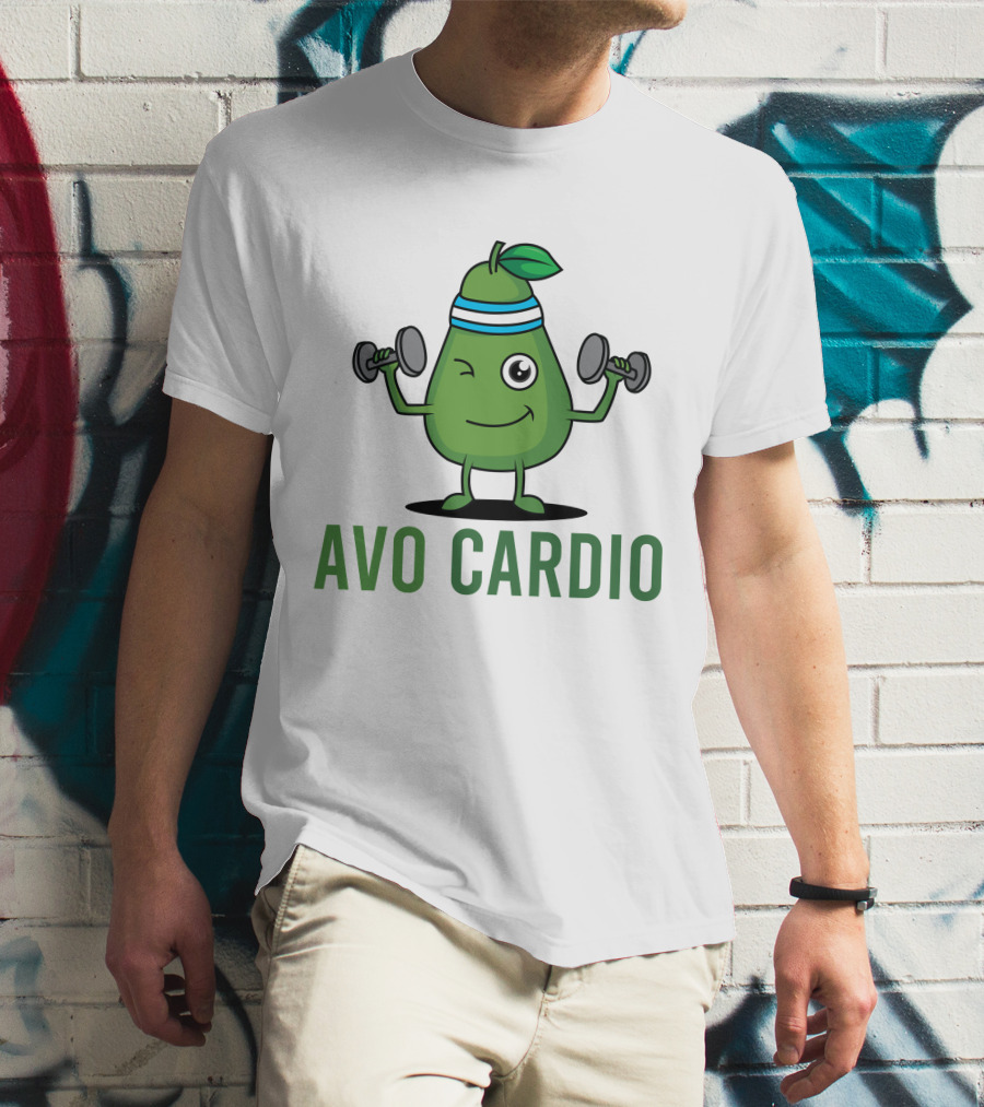 Avo Cardio Winking Avocado Dumbbell Workout T-Shirt