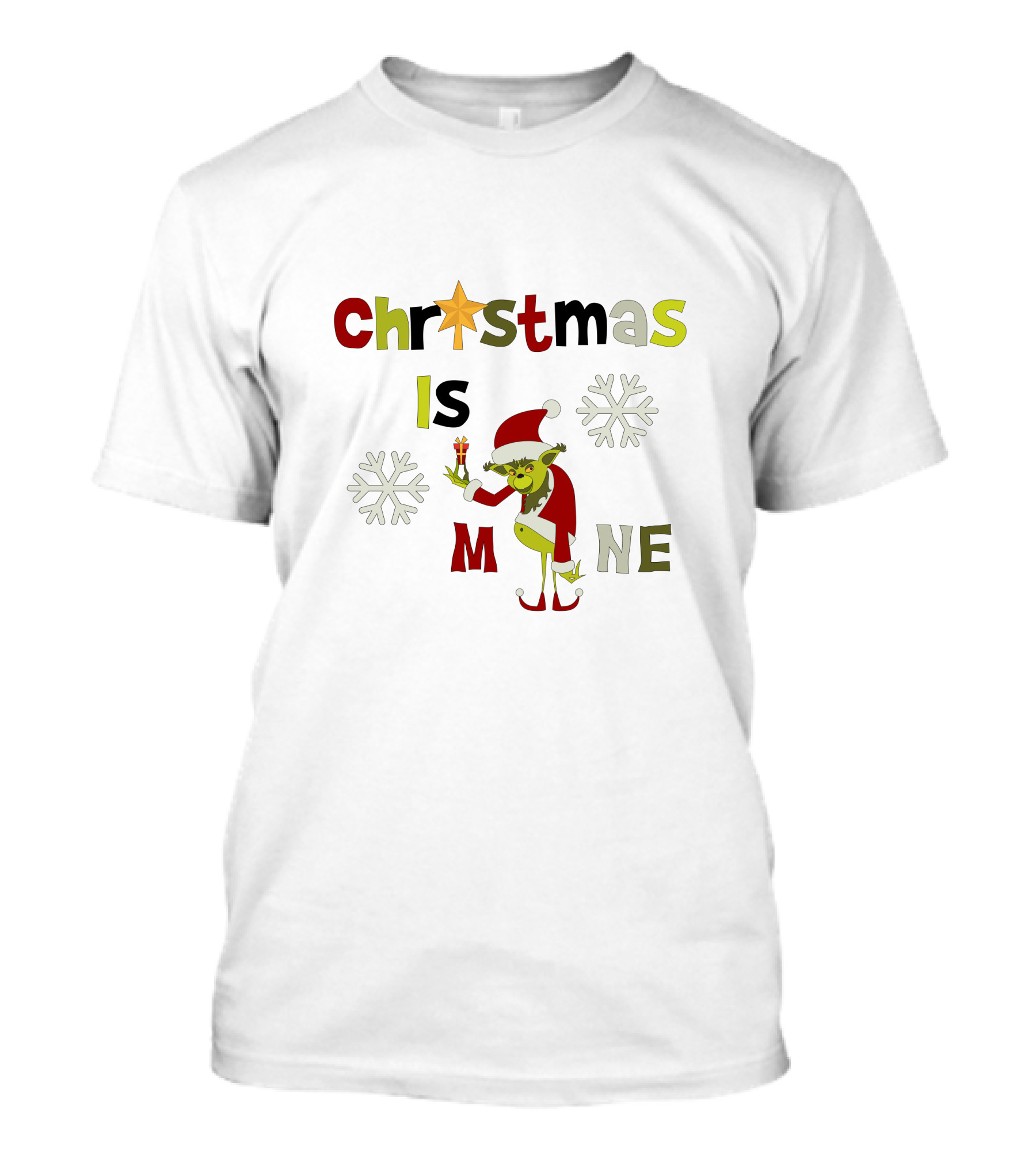 Christmas Is Mine Grinch Santa Snowflakes T-Shirt