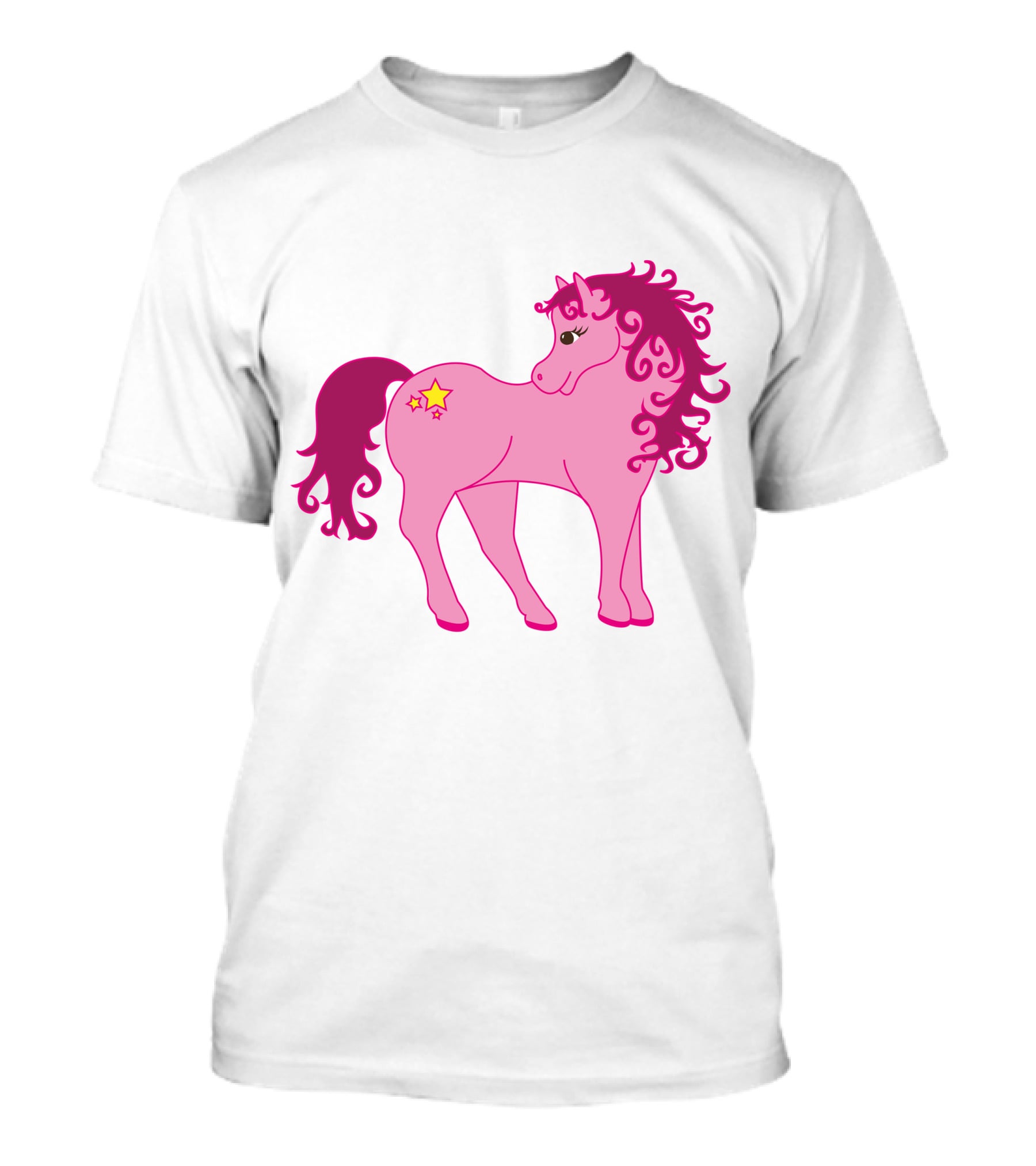 Cute Pink Pony With Curly Mane And Star Markings T-Shirt
