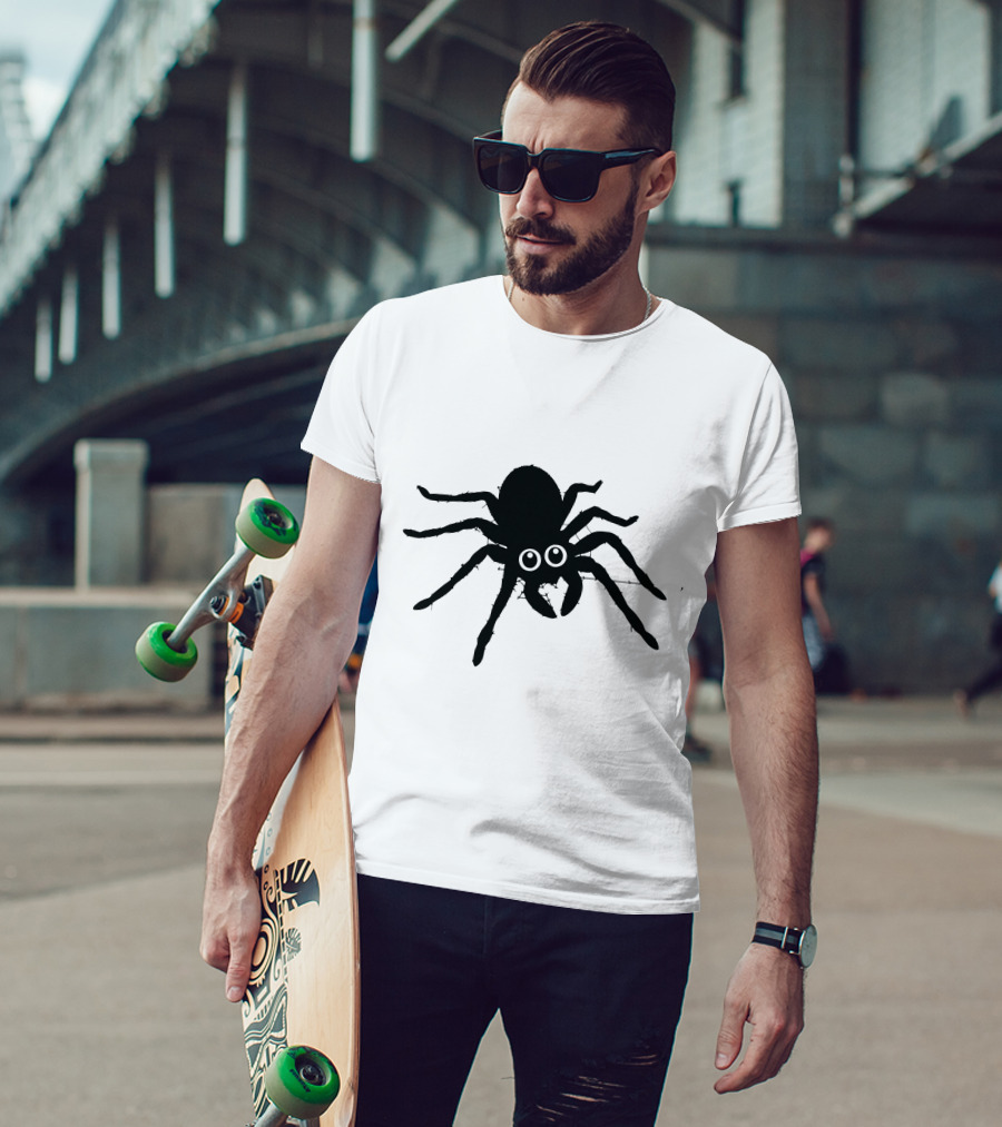 Cute Spider With Big Eyes In Web T-Shirt
