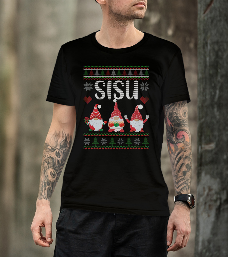 Sisu Gnomes Christmas Tree Snowflake Heart T-Shirt