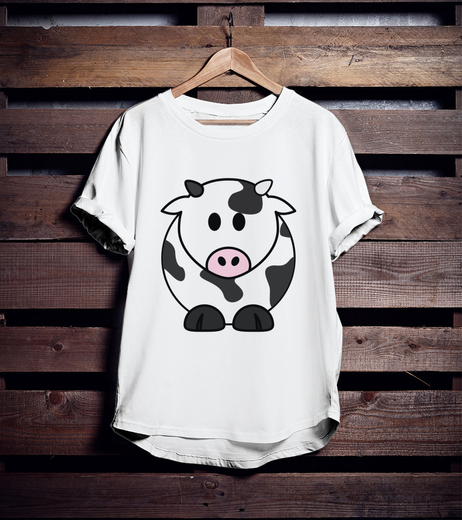 Cartoon Cow Black And White Spotted Adorable T-Shirt