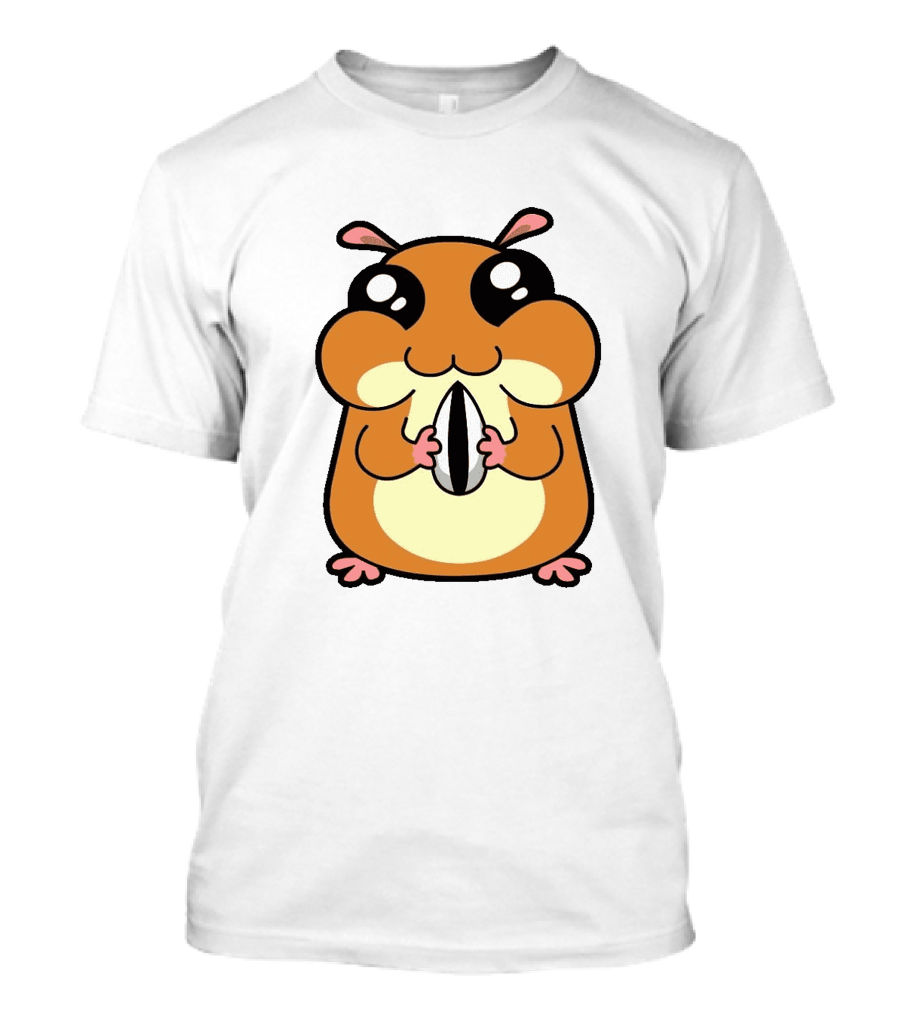 Hamster Eating Sunflower Seed Cartoon Character T-Shirt