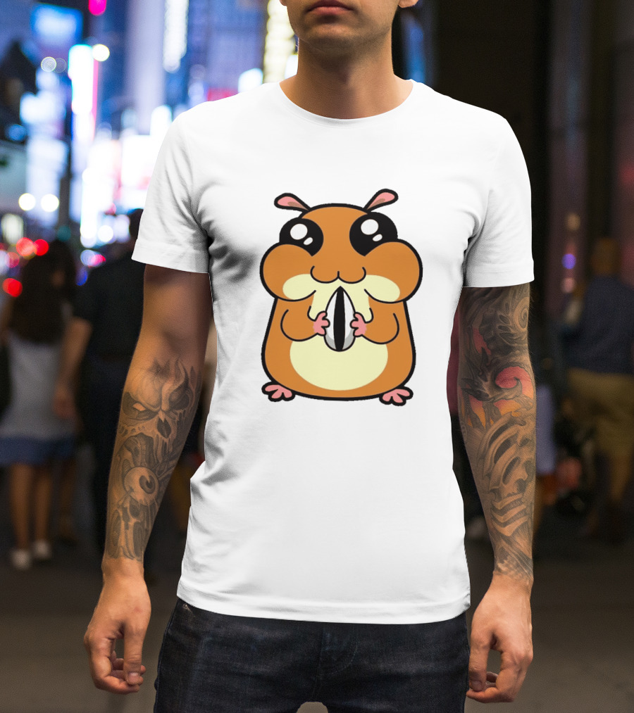 Hamster Eating Sunflower Seed Cartoon Character T-Shirt