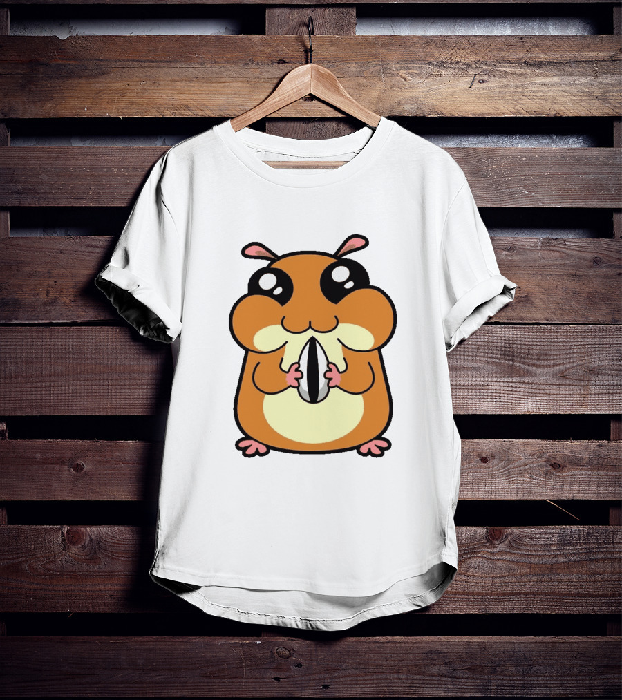 Hamster Eating Sunflower Seed Cartoon Character T-Shirt