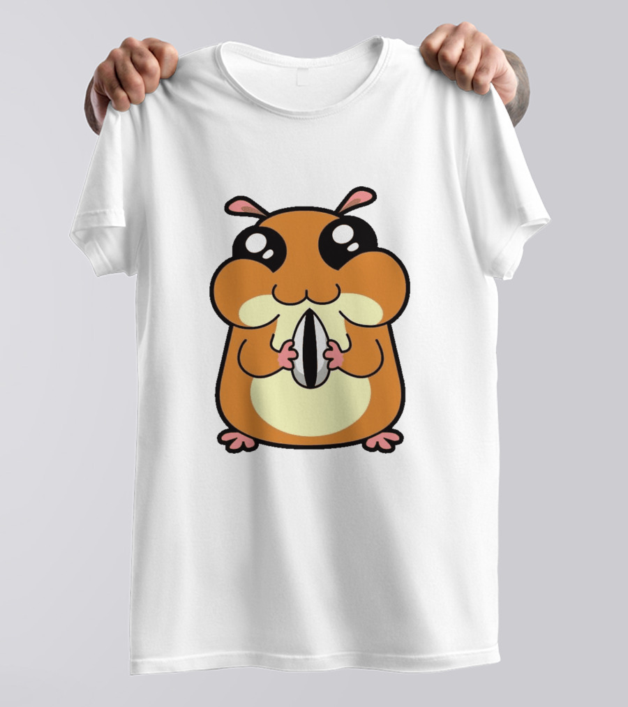 Hamster Eating Sunflower Seed Cartoon Character T-Shirt