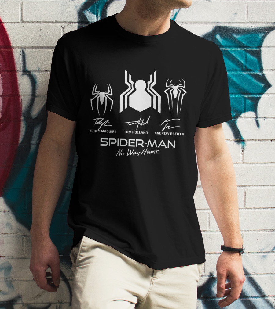 Spider-Man No Way Home Tobey Maguire Tom Holland Andrew Garfield T-Shirt