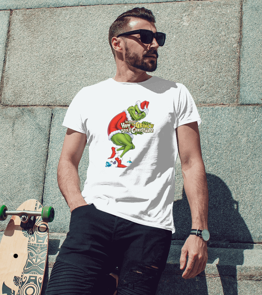 Dr Seuss How The Grinch Stole Christmas Santa Grinch Mischievous Pose T-Shirt