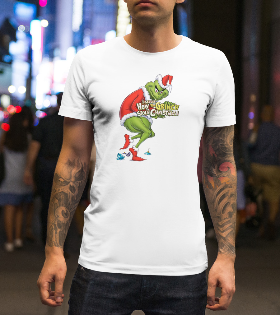 Dr Seuss How The Grinch Stole Christmas Santa Grinch Mischievous Pose T-Shirt