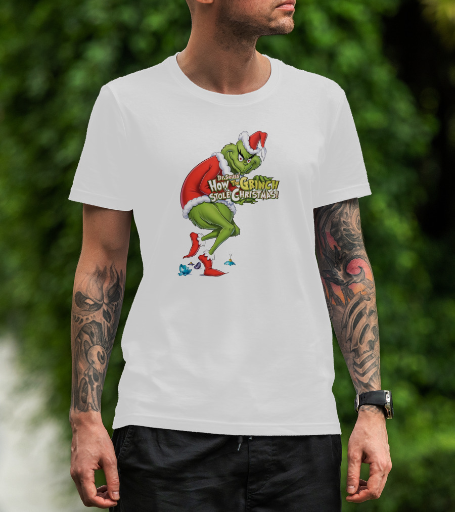 Dr Seuss How The Grinch Stole Christmas Santa Grinch Mischievous Pose T-Shirt