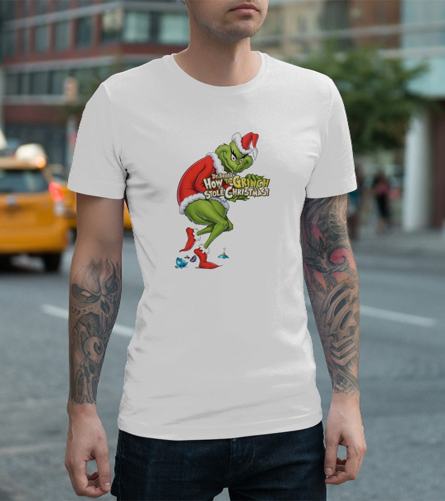 Dr Seuss How The Grinch Stole Christmas Santa Grinch Mischievous Pose T-Shirt