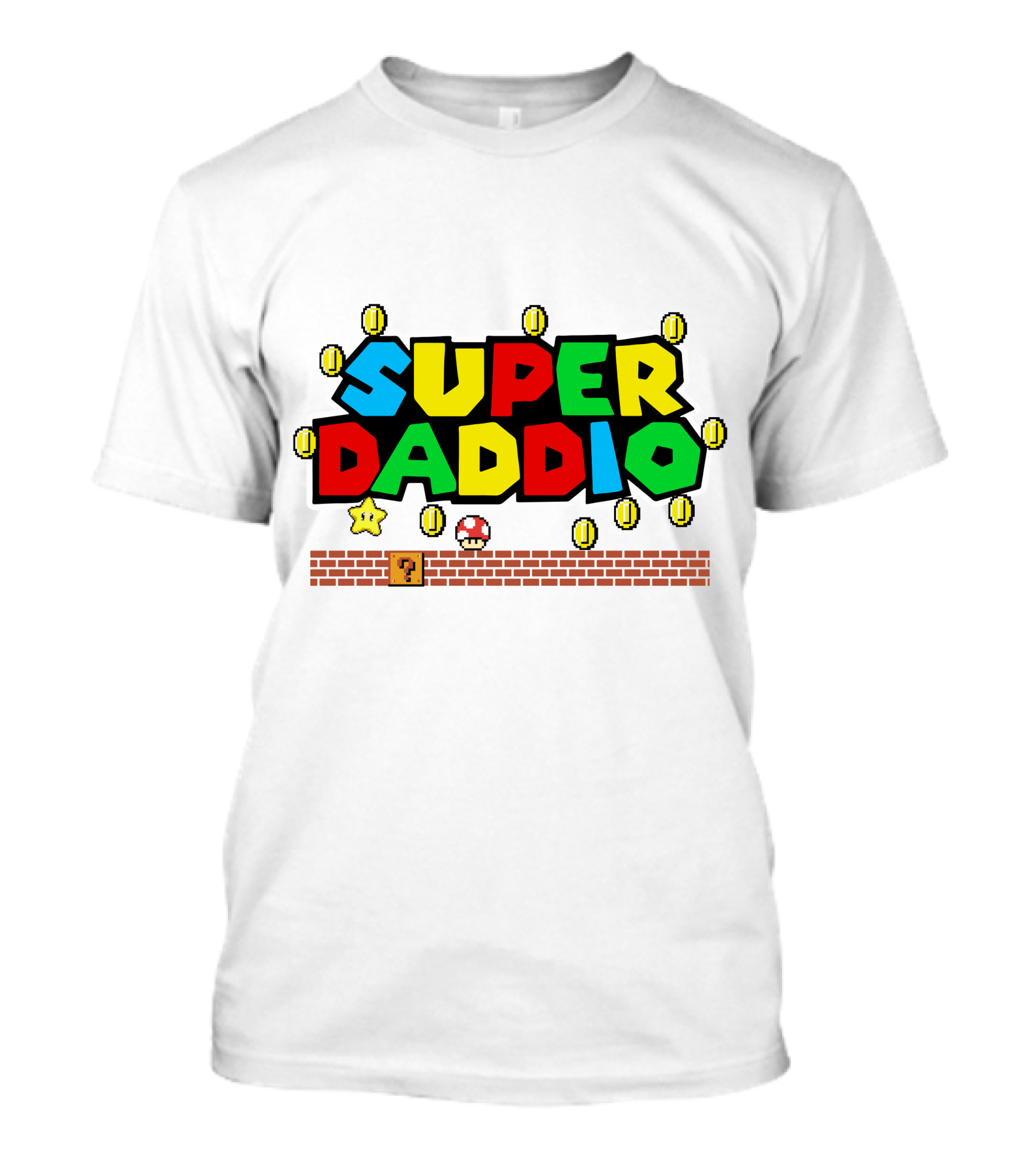 Fathers Day Super Daddio Nintendo Mario Parody Coins Bricks Star T-Shirt