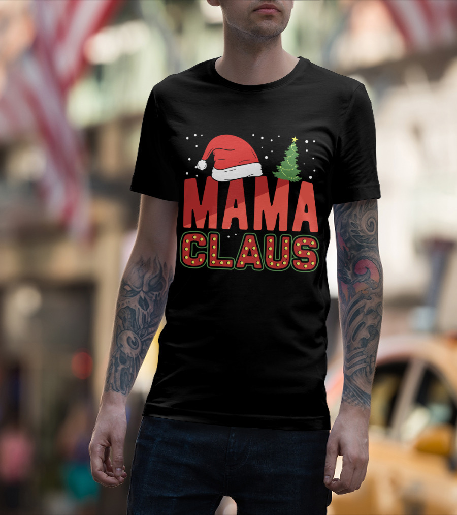 Mama Claus Christmas Santa Hat Tree T-Shirt