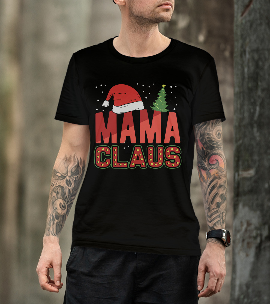 Mama Claus Christmas Santa Hat Tree T-Shirt