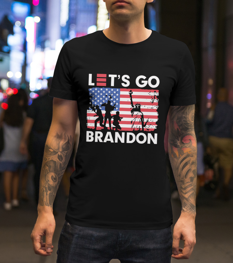 Let's Go Brandon American Flag Statue Of Liberty T-Shirt