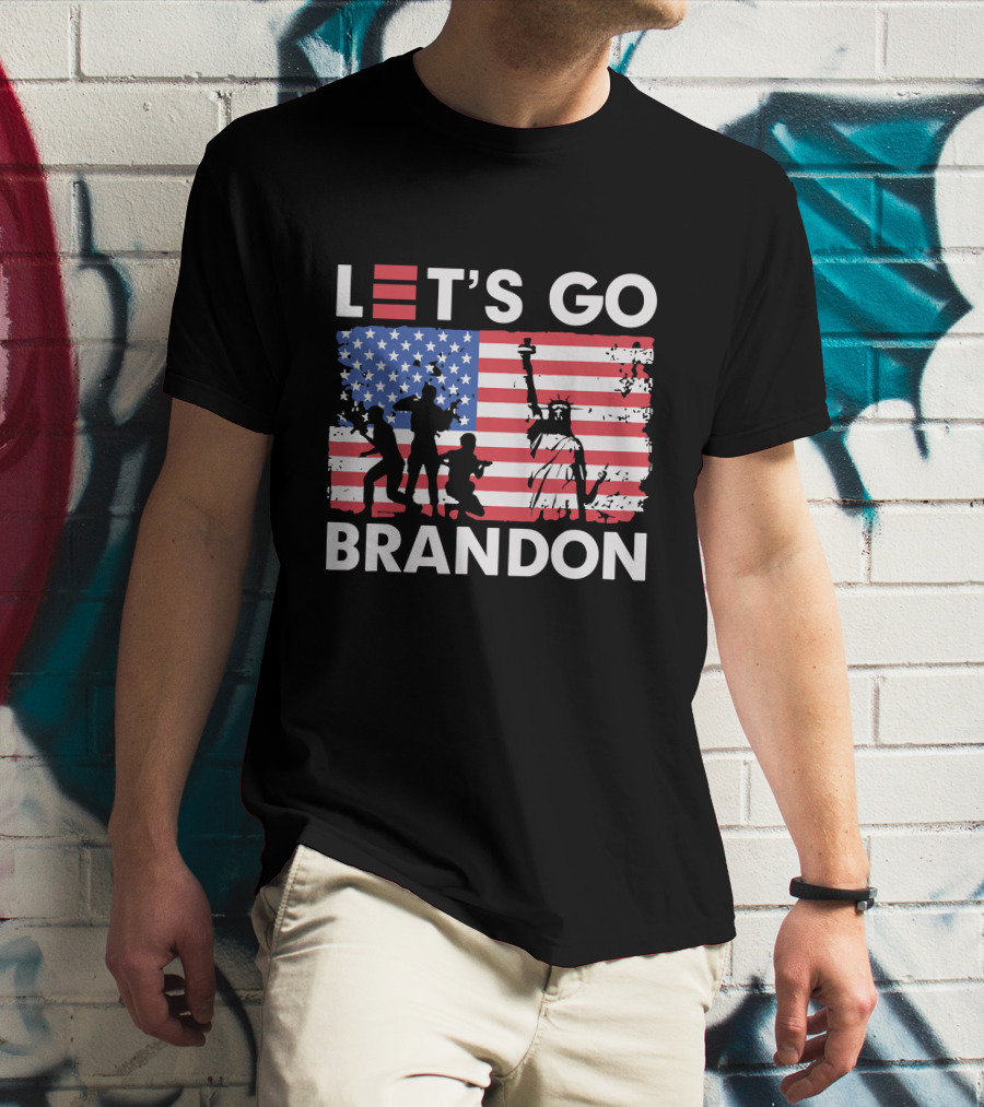 Let's Go Brandon American Flag Statue Of Liberty T-Shirt