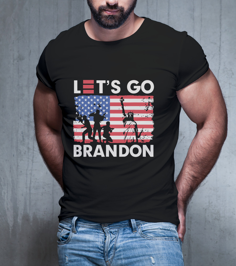 Let's Go Brandon American Flag Statue Of Liberty T-Shirt