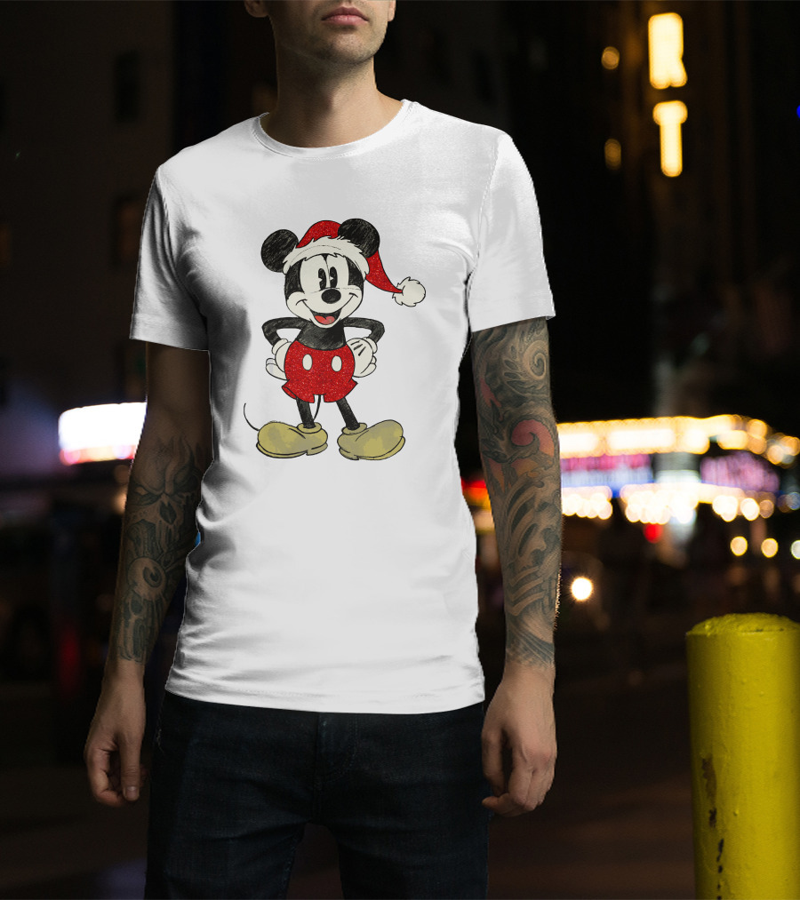 Mickey Mouse Santa Hat Christmas Disney T-Shirt