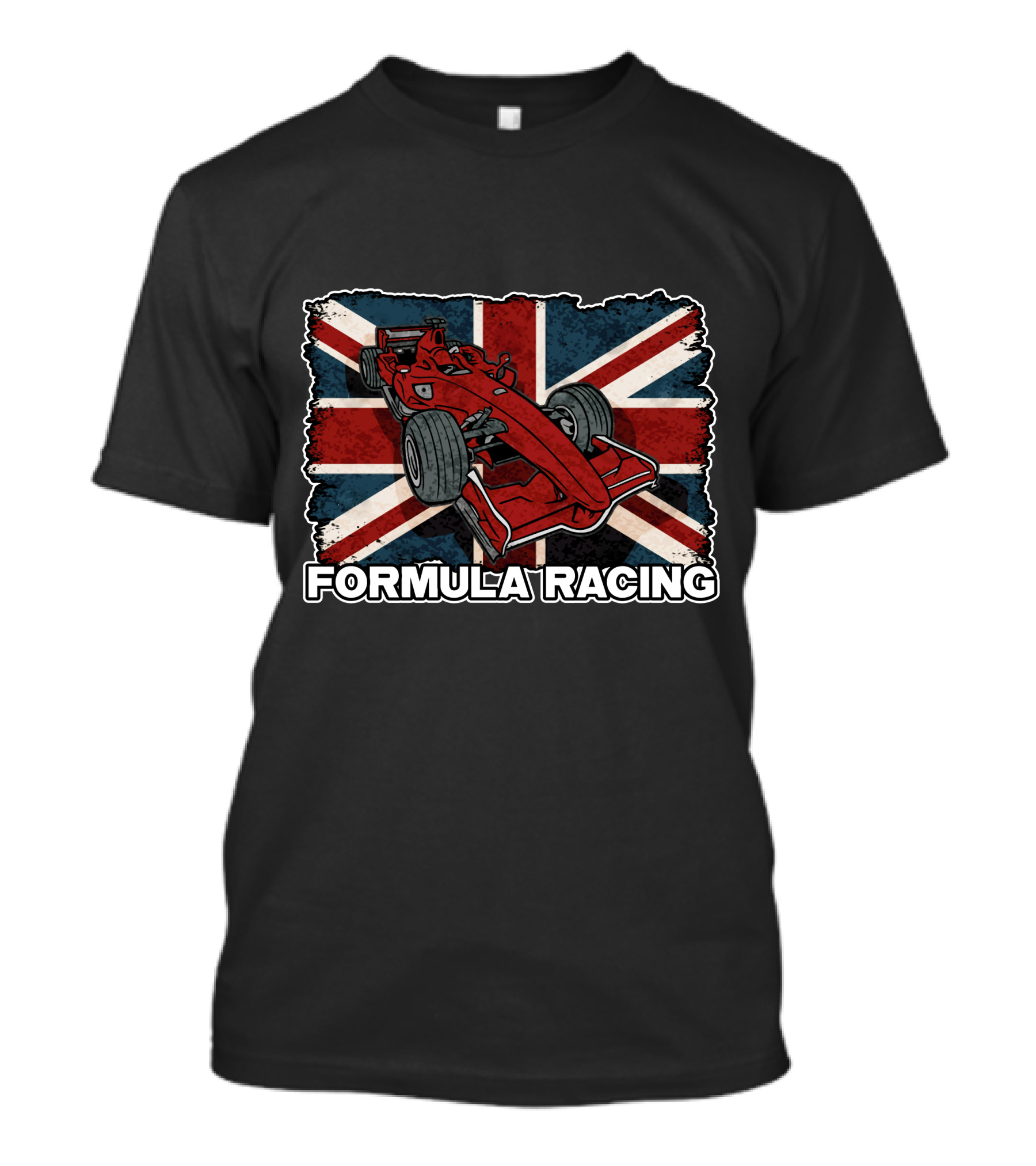Formula Racing Red Car With British Flag T-Shirt