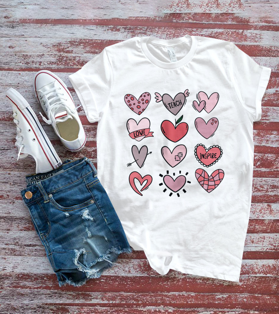 Teach Love Inspire Hearts Valentine T-Shirt