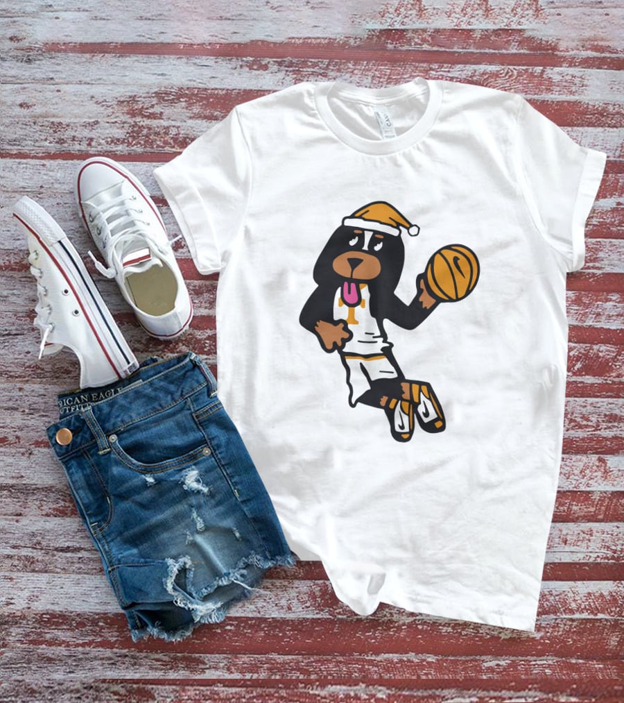 Tennessee Vols Smokey Basketball Santa Holiday Mascot Dunk T-Shirt