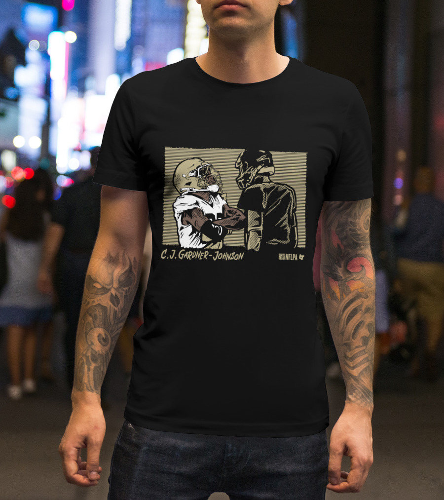 C.J. Gardner-Johnson NFLPA Confrontation With Helmeted Opponent T-Shirt
