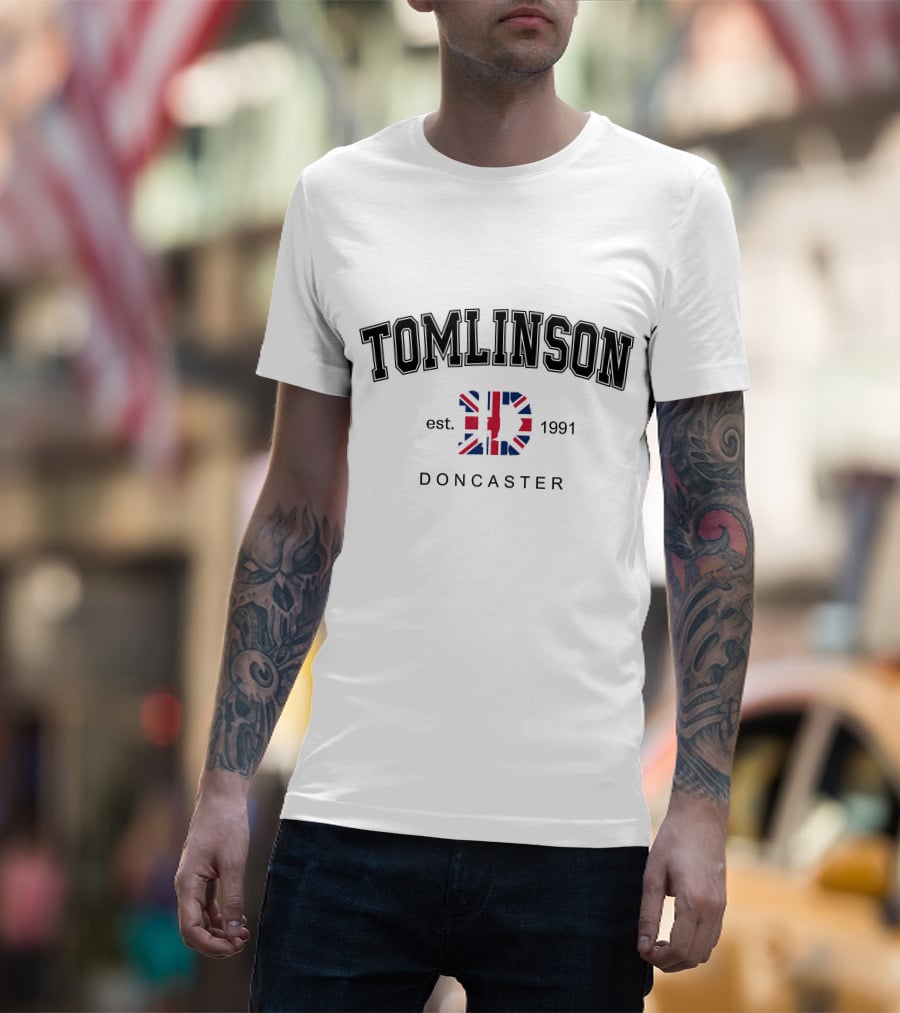 TOMLINSON Est 1991 Doncaster UK Flag LD T-Shirt