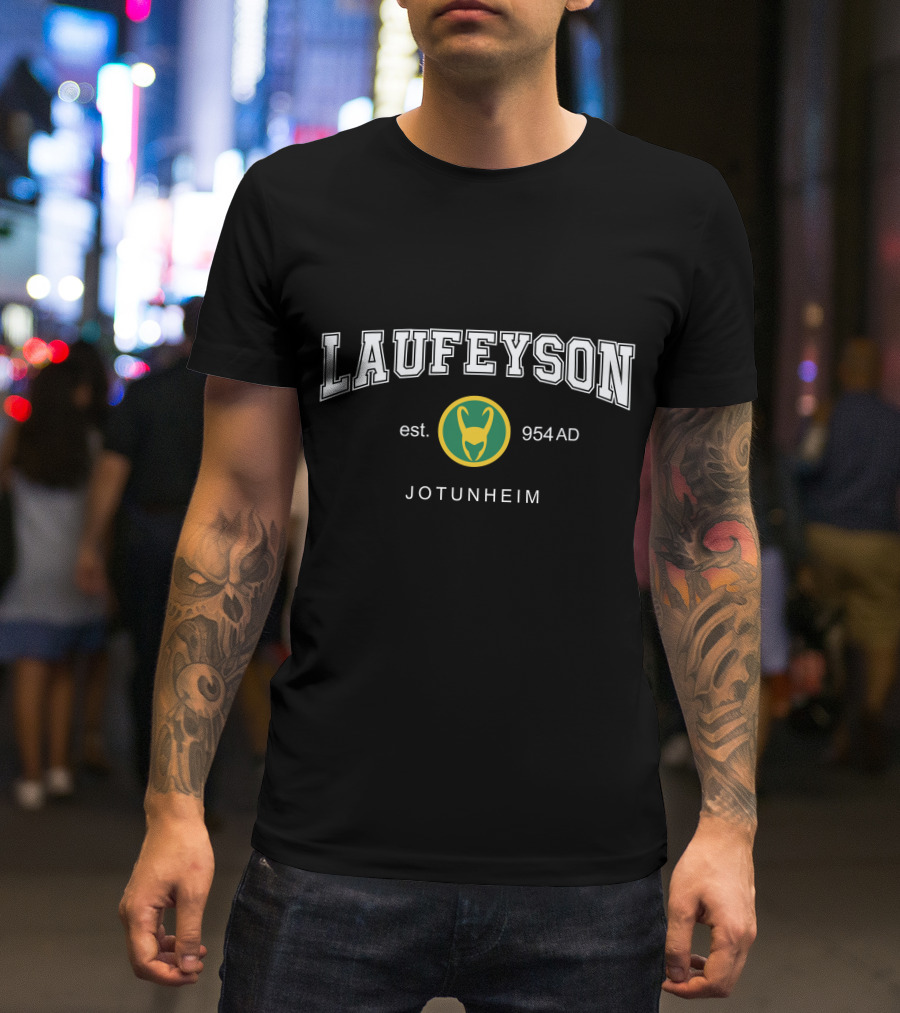 Laufeyson Est 954 AD Jotunheim Green Helmet T-Shirt