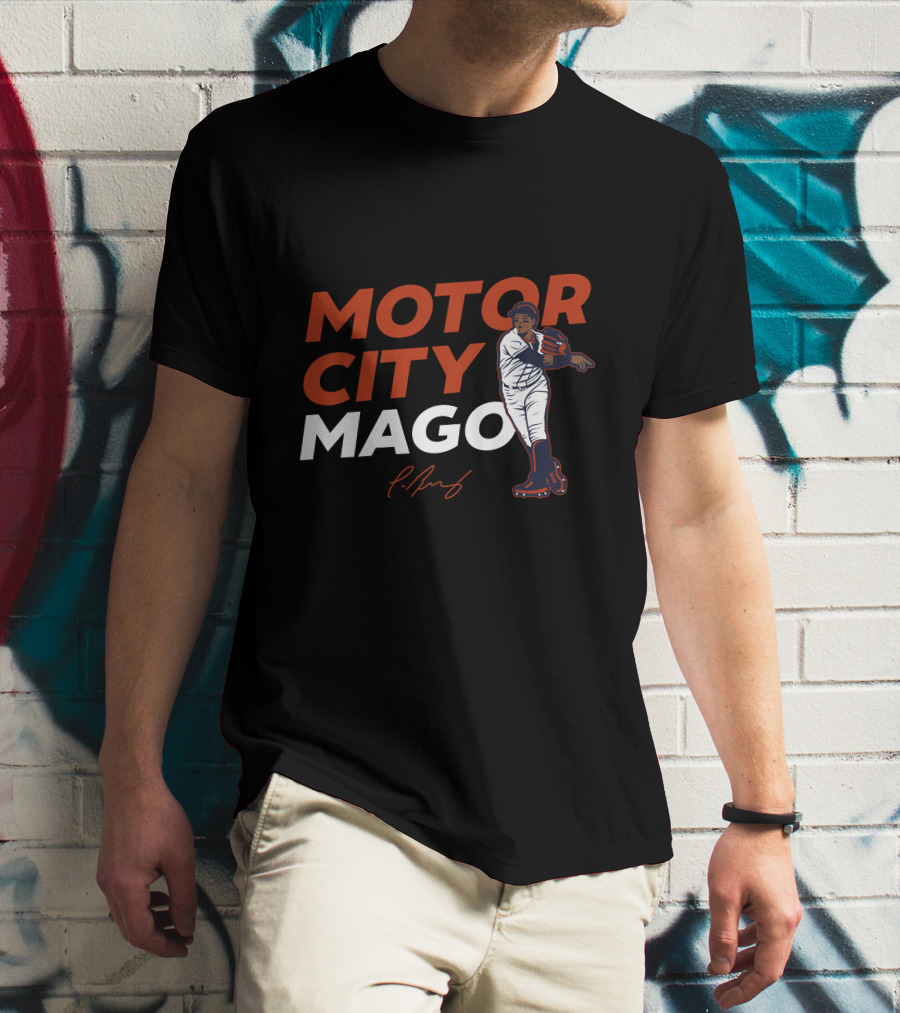 Motor City Mago Detroit Tigers Baseball Pitcher T-Shirt