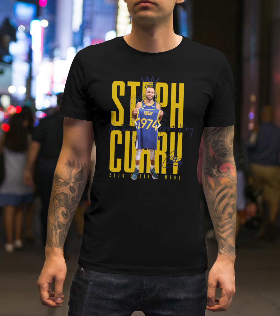 Stephan Curry 2974 Threes Made King Signature T-Shirt