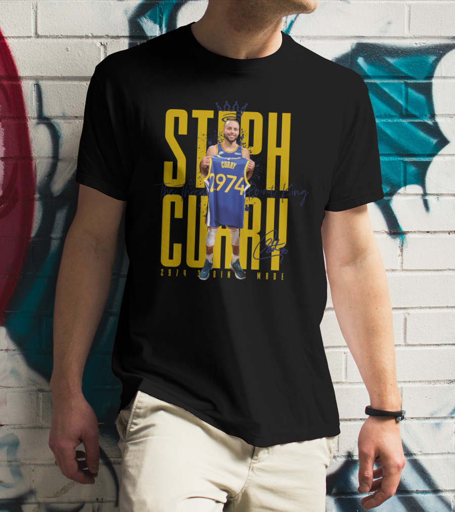 Stephan Curry 2974 Threes Made King Signature T-Shirt