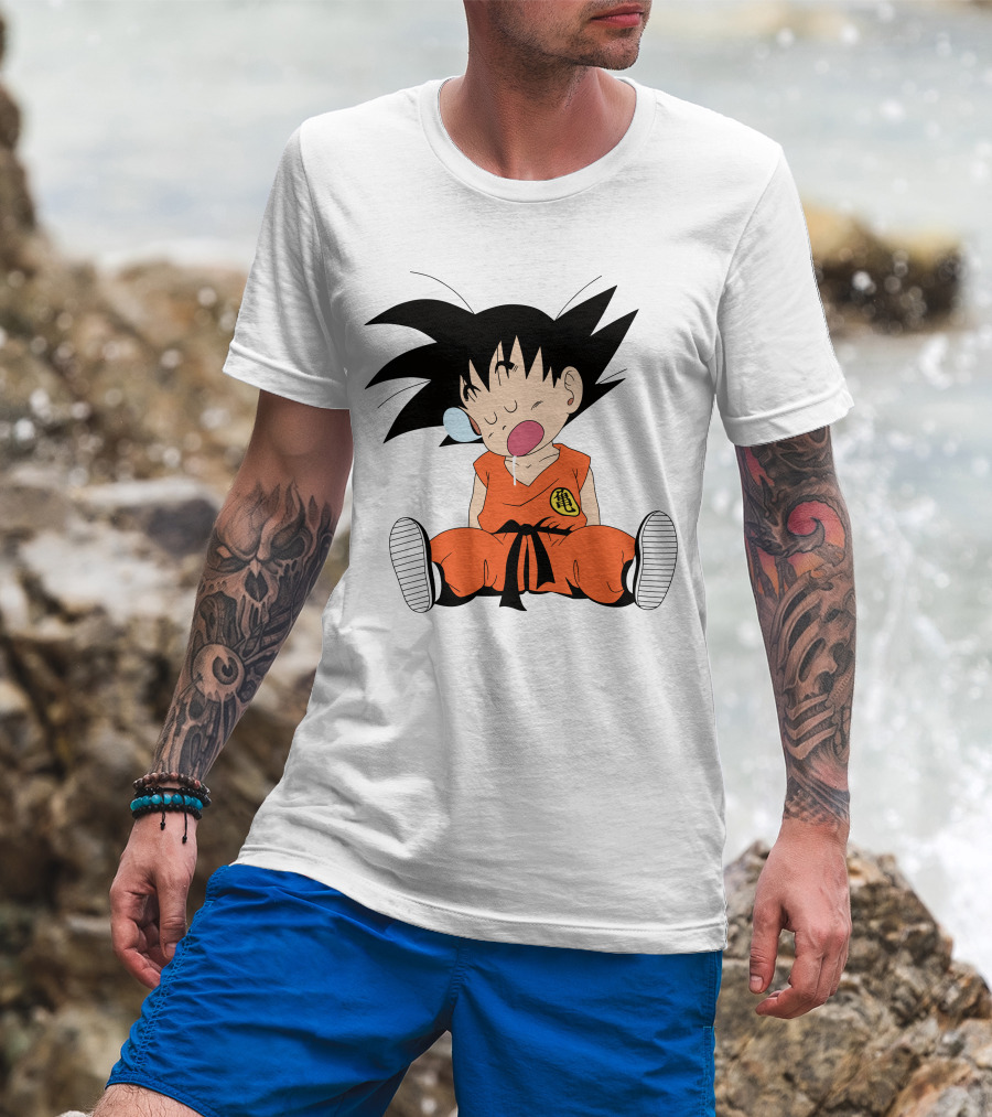 Baby Goku Sleepy Orange Gi Krillin Kanji Bubblegum Drool T-Shirt